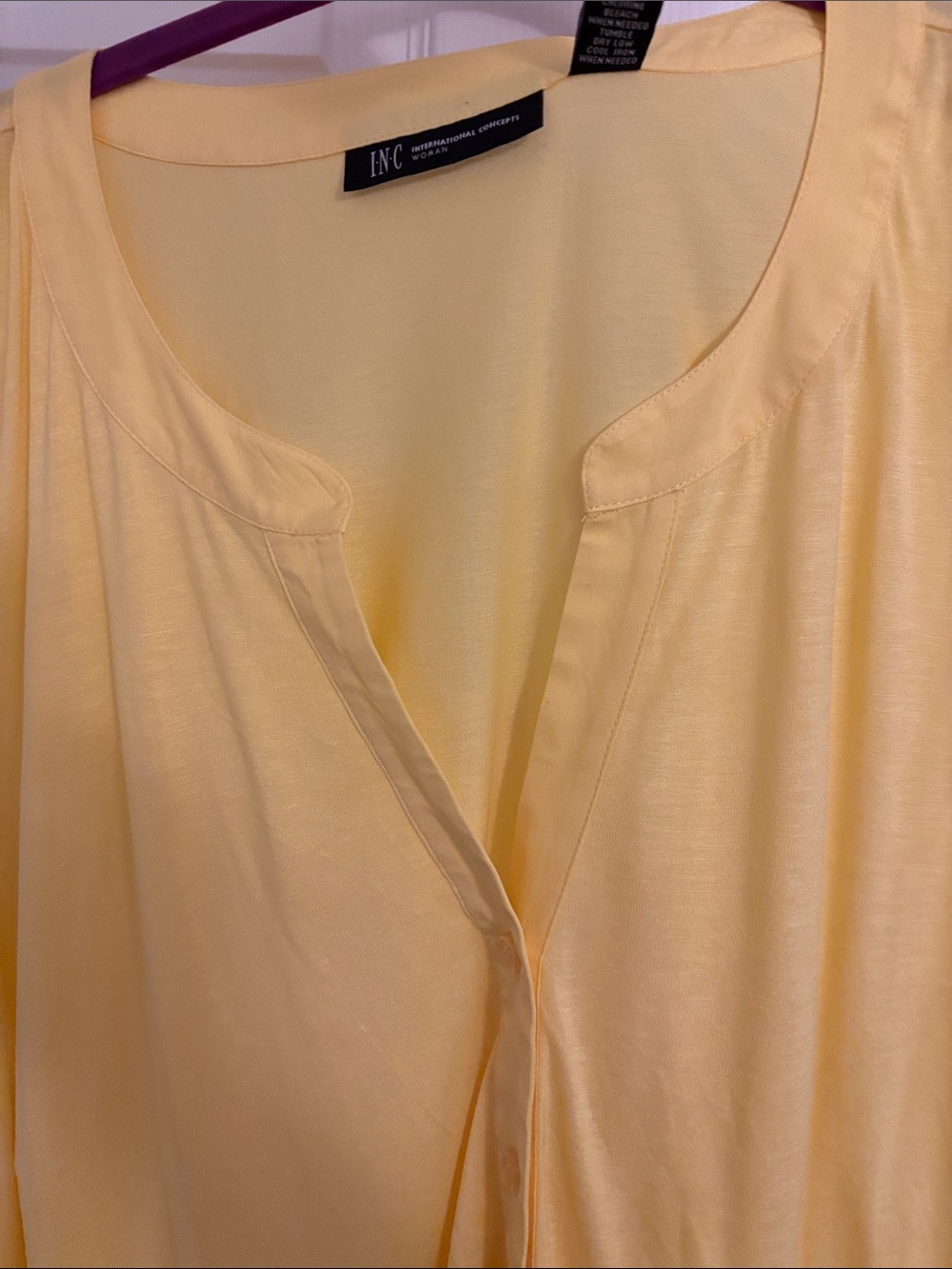 INC International Concepts Bright Yellow Sleeveless V-Neck Tunic with Hem Tie - Picture 7 of 7